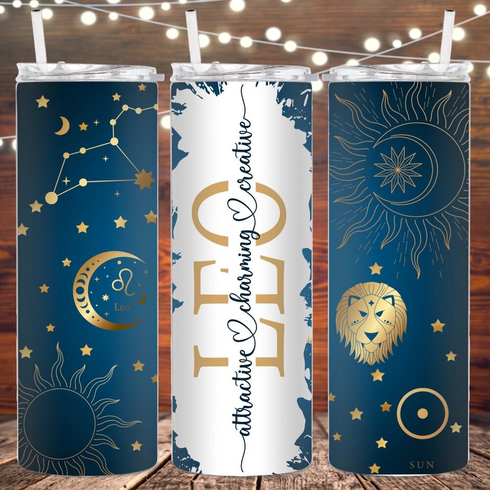 Leo Zodiac Sign Metal Insulated Tumbler